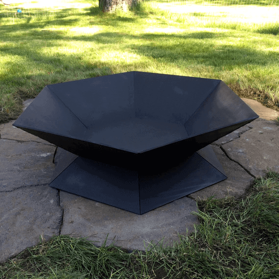 Solid Steel Hexagonal Shape Wood Fire Pit | Custom Fabricated Outdoor Fire Pit Bowl | Made in Canada – Model # WBFP636-Taimco