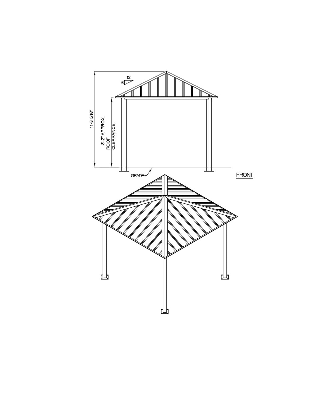 Square One Tier Steel Structure Park Gazebo | Model # GAZS1T-Taimco