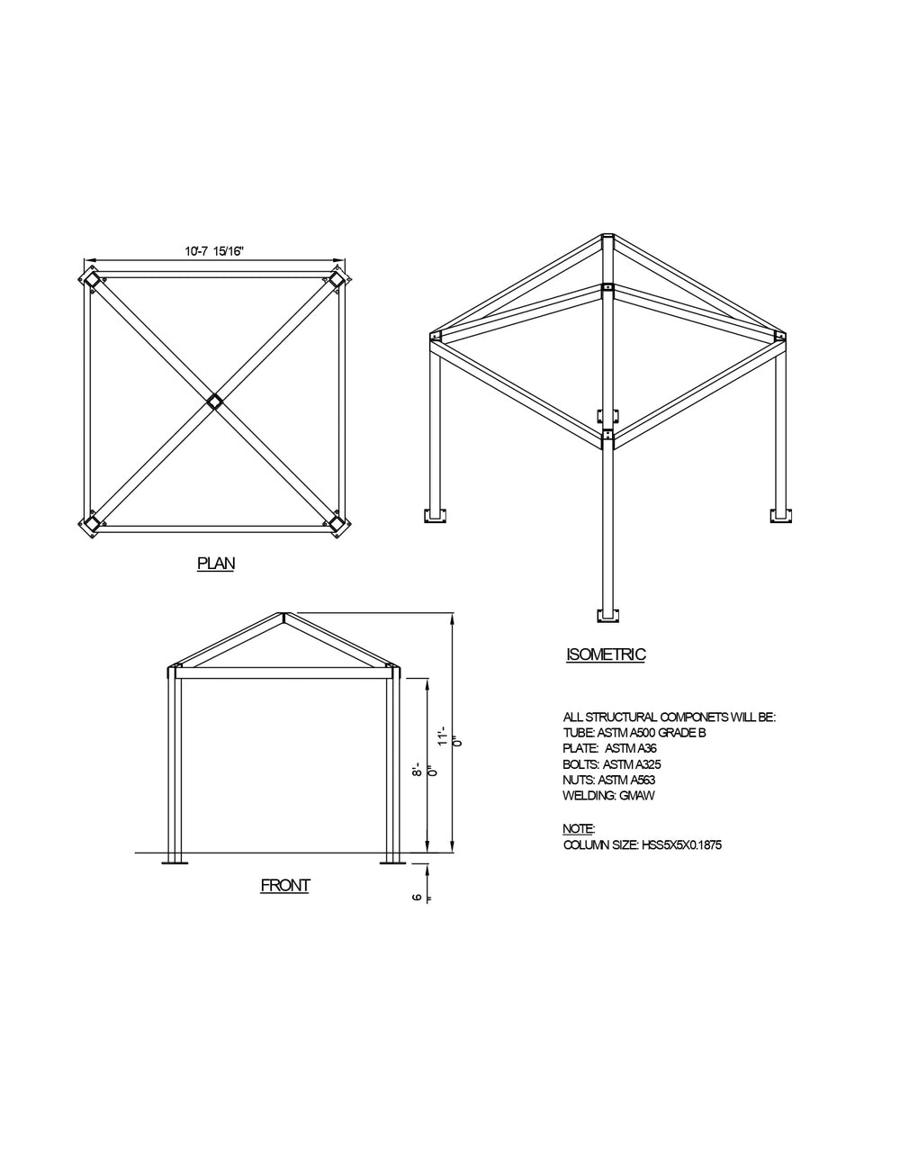 Square One Tier Steel Structure Park Gazebo | Model # GAZS1T-Taimco