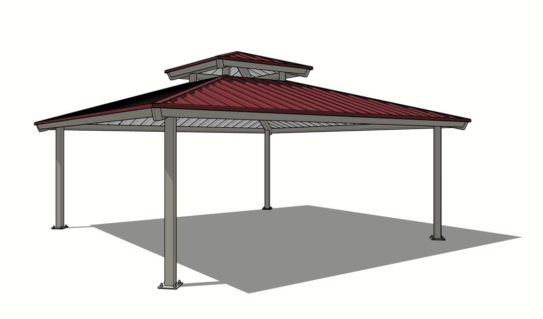 Square Two Tiers Steel Structure Park Gazebo | Model # GAZS2T-Taimco