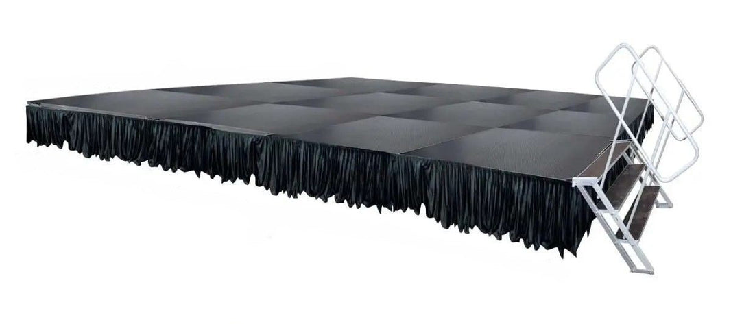 Stage Platform 12X16 Feet Portable and Height Adjustable with Black Stage Skirts Model STA34412X16-Taimco