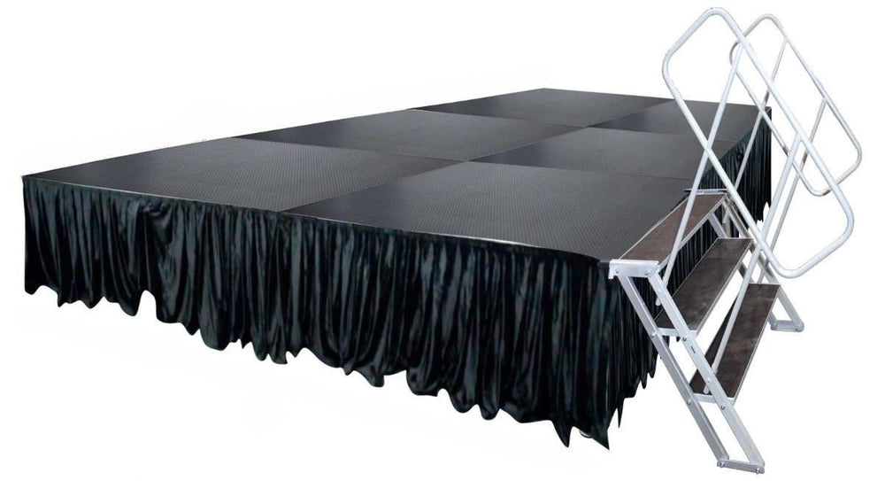 Stage Platform 8X12 Feet Portable and Height Adjustable & Black Stage Skirts Model STA3458X12-Taimco