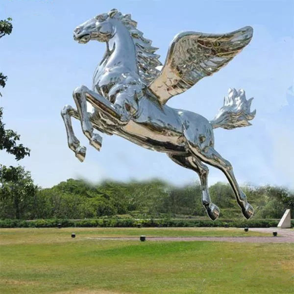 Stainless Steel Horse with Wings Outdoor Decor Statue Model # MSC1300-Taimco