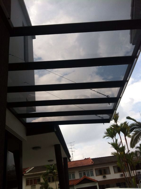 Steel Awnings with clear polycarbonate - Custome Sizes and Shapes - Made in Canada - Model # WA891-Taimco