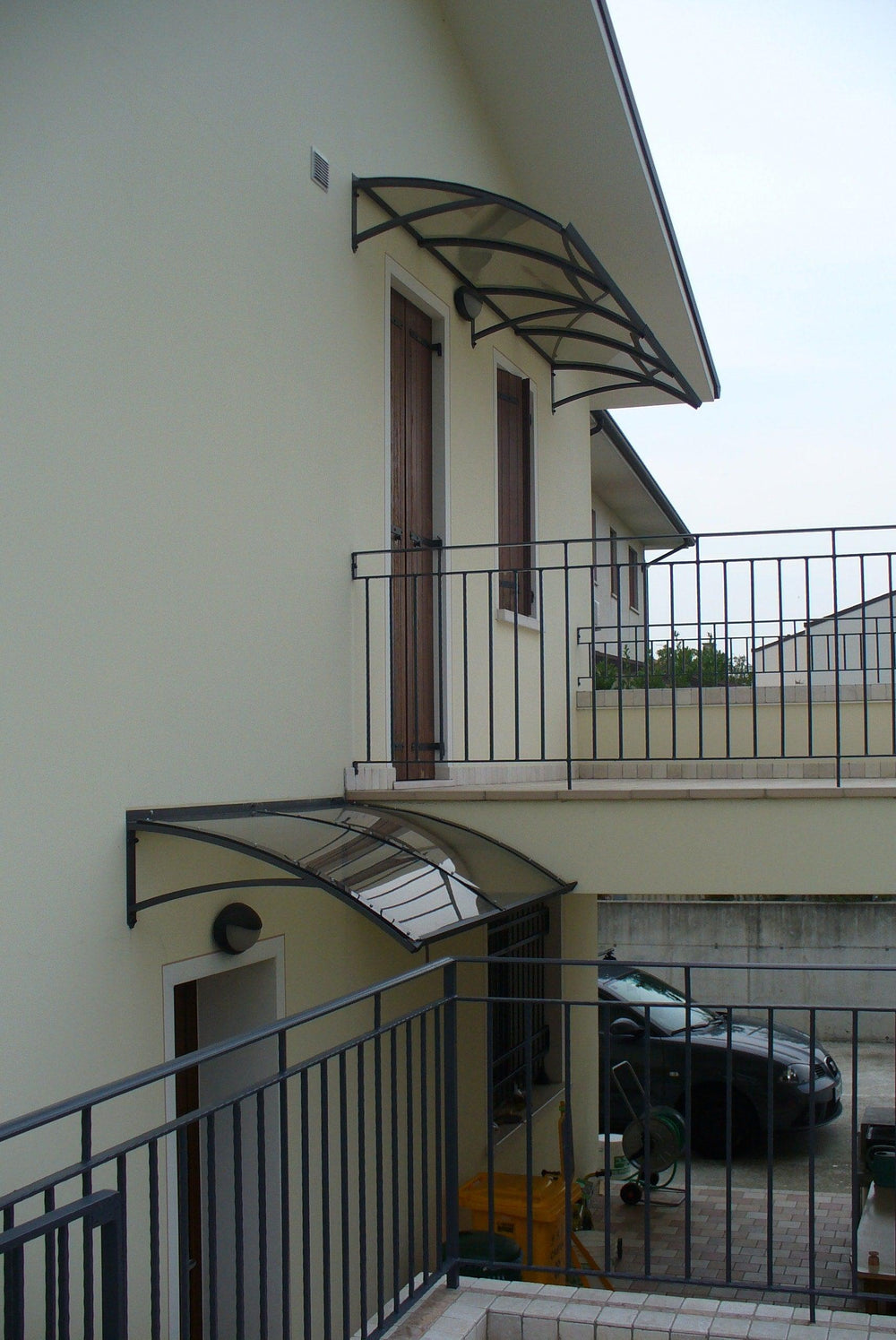 Steel Awnings with Clear polycarbonate Plastic - Custome Sizes and Shapes - Made in Canada - Model # WA894-Taimco