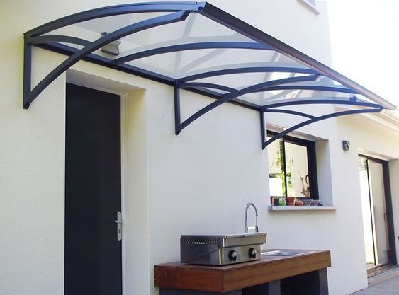 Steel Awnings with Clear polycarbonate Plastic - Custome Sizes and Shapes - Made in Canada - Model # WA894-Taimco