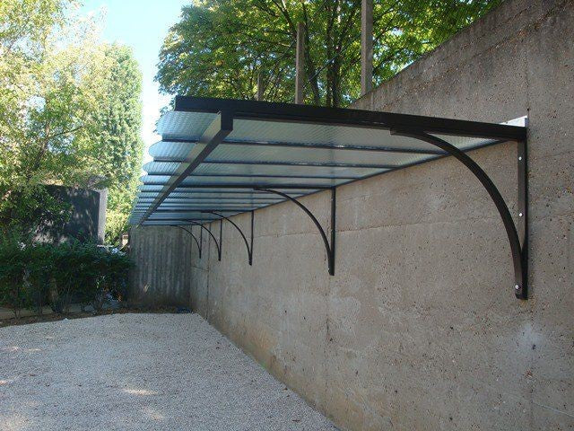 Steel Awnings with Foggy polycarbonate Plastic Cover - Custome Sizes and Shapes - Made in Canada - Model # WA892-Taimco
