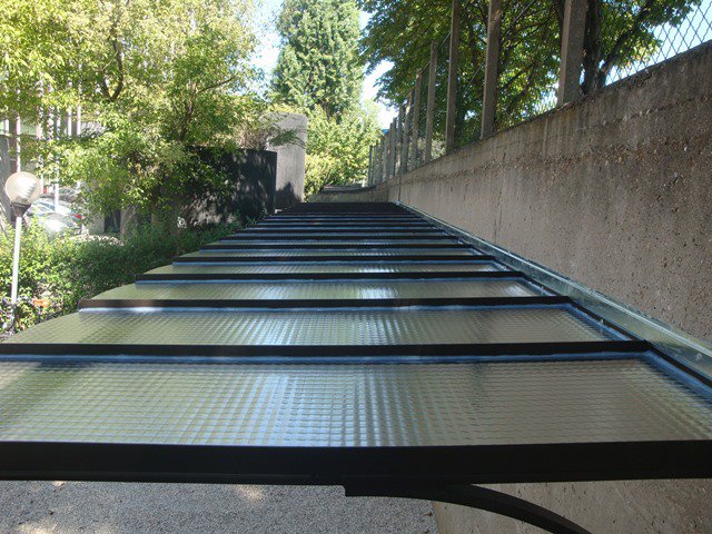 Steel Awnings with Foggy polycarbonate Plastic Cover - Custome Sizes and Shapes - Made in Canada - Model # WA892-Taimco
