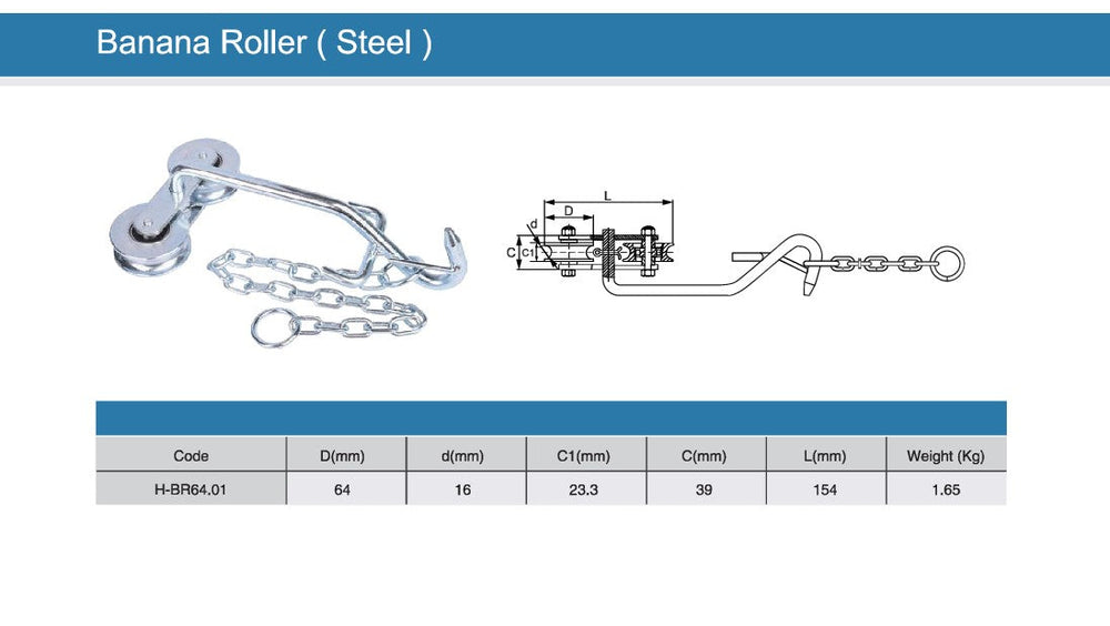 Steel Banana Cableway Roller Trolley With Chains | Model # HBR ( Pack of 5 )-Taimco