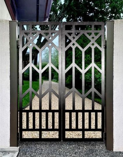 Stunning Laser Cut Artistic Arrow Design Metal Yard Side Gate | Custom Fabrication Metal Garden Gate | Made in Canada – Model # 794-Taimco