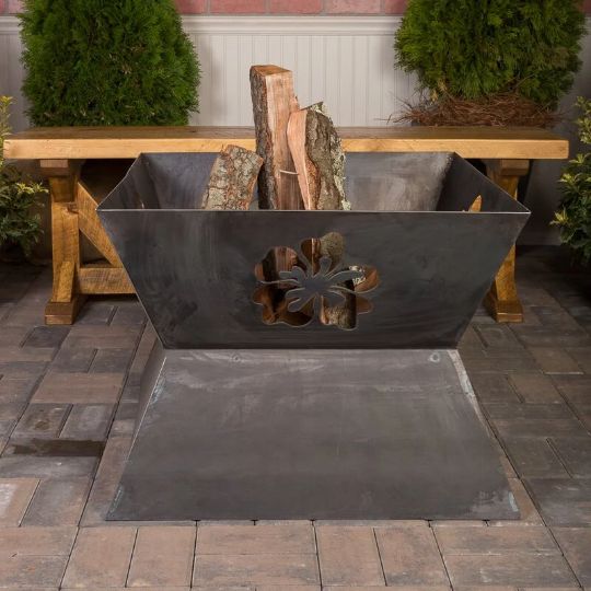Stunning Laser Cut Floral Design Outdoor Fire Pit Bowl | Heavy Duty High Heat Steel Fire Pit Bowl | Made in Canada – Model # WBFP634-Taimco