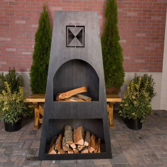 Stunning Trapezoid Design Fire Wood Log Holder | Fire Pit Wood Rack for Indoor & Outdoor Wood Storage | Made in Canada – # WBFP631-Taimco