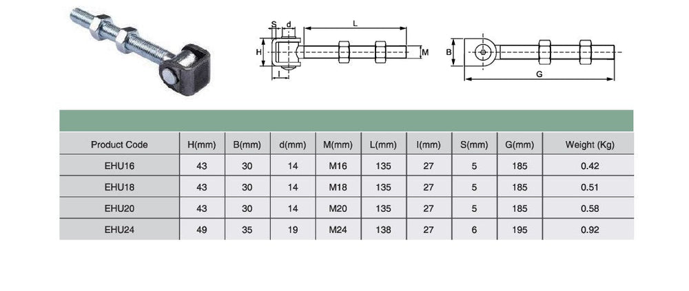 Swing Gate Hinge With Long Bolt | Model # EHU ( Pack of 100 )-Taimco