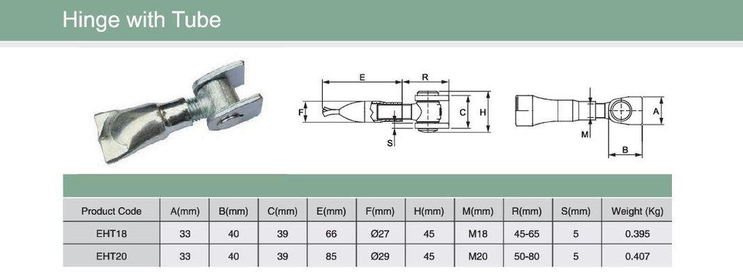 Swing Gate Rotating Hinge With Tube | Model # EHT ( Pack of 100 )-Taimco