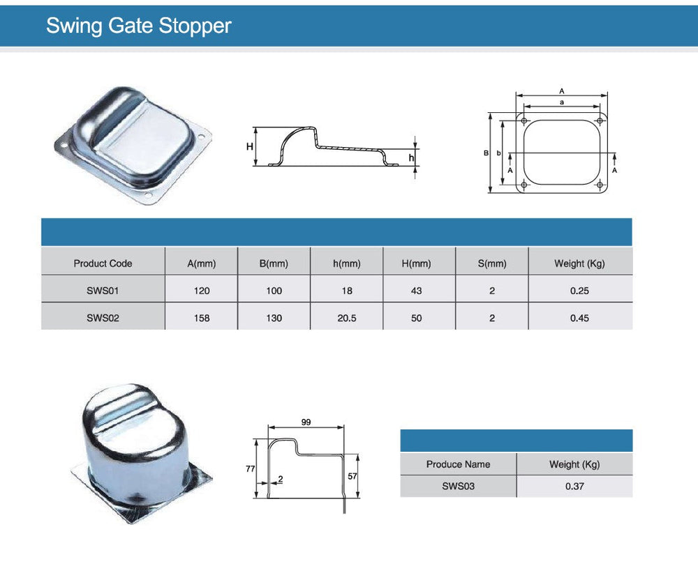 Swinging Gate Stoper Floor Mounted | Model # SWS (Pack of 100)-Taimco