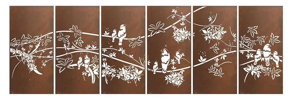 Tropical Bird Sequence Laser Cut Design | Wall Decorative Panels | Metal Art Accent - Model # WD916-Taimco