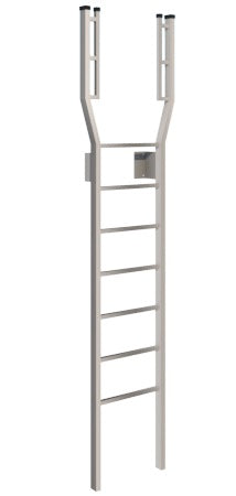 Tubular Rail Low Parapet Access Metal Ladder with Walk Through Rail Extensions | Model # SL1478-Taimco