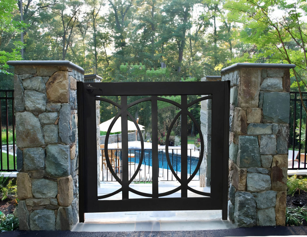 Unique & Fabulous Circle Design Metal Pool Gates | Classic Modern Fabrication Metal Garden Gate | Made in Canada – Model # 312-Taimco