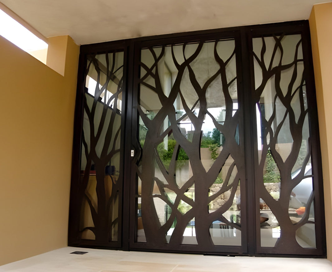 Unique Branch Design Metal Side Walk Gate | Mirrored Back Panel Entrance Metal Back Yard Gate | Made in Canada– Model # 231-Taimco