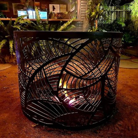 Unique Design Laser Cut leaf Design Wood Burning Fire Pit | Classic Fabrication Solid Steel Fire Pit| Made in Canada – Model # WBFP646-Taimco