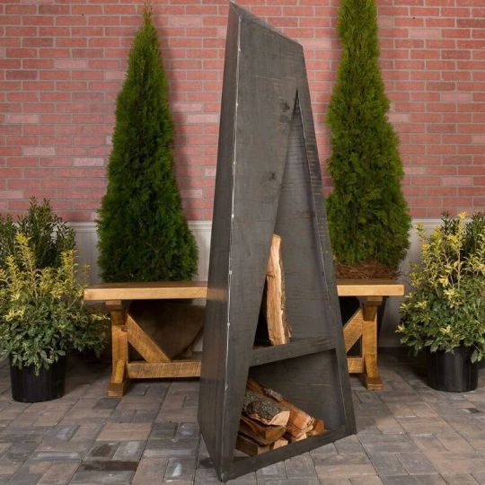 Unique Triangular Design Firewood Log Holder | Wood Rack for Indoor & Outdoor Firewood Storage | Made in Canada – # WBFP629-Taimco