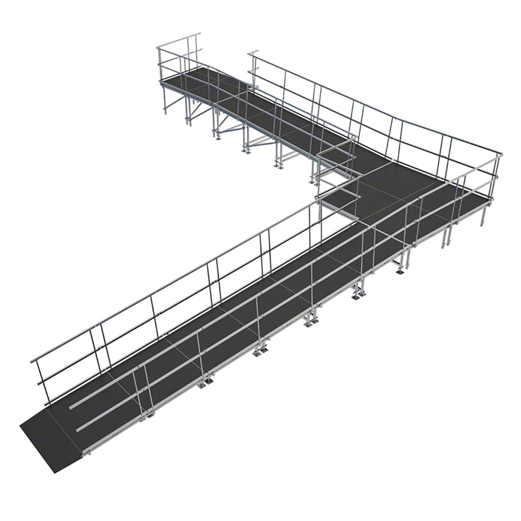 Universal 90-Degree Turn ADA Wheelchair Ramp with Landing 48" High Stage Model US90ADAWCR48-Taimco