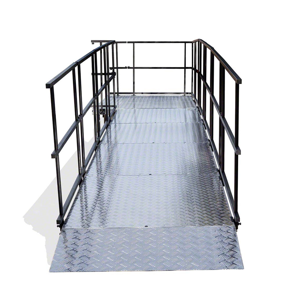 Universal Straight ADA Wheelchair Ramp for 16" Height Stages With Landing Model USADASLWCR16-Taimco