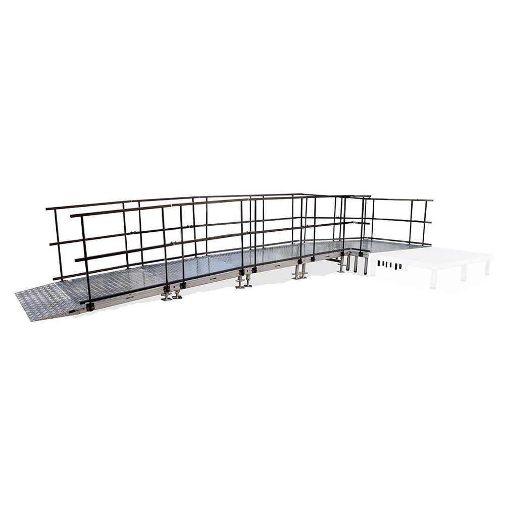 Universal Straight ADA Wheelchair Ramp for 16" Height Stages With Landing Model USADASLWCR16-Taimco
