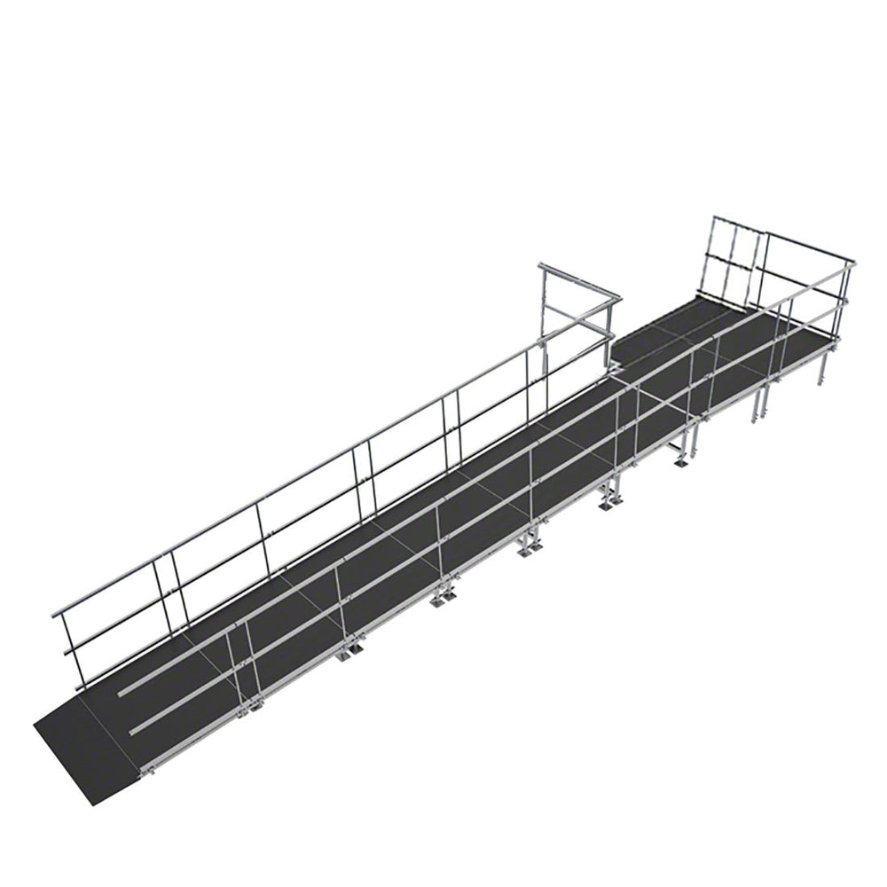 Universal Straight ADA Wheelchair Ramp for 24" Height Stages With Land Model USADASLWCR24-Taimco