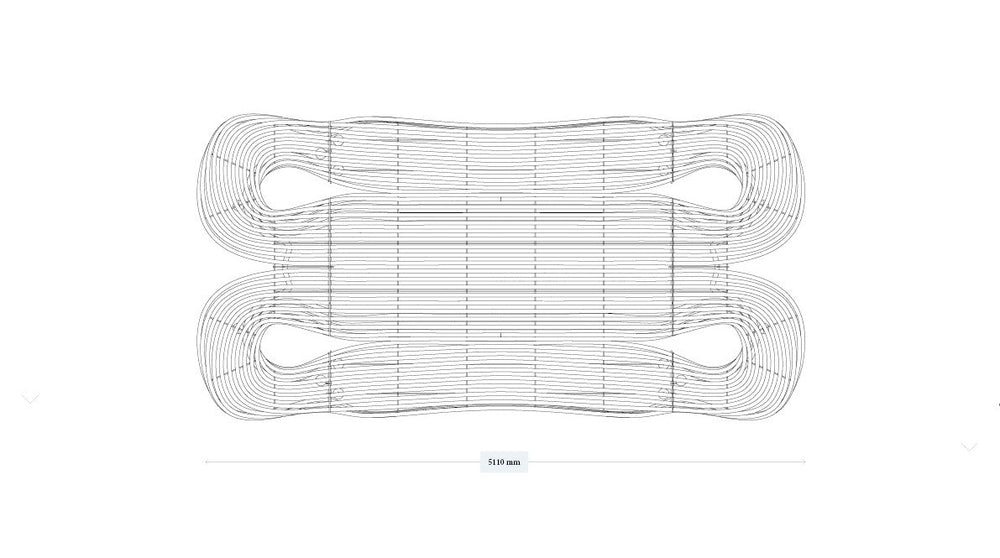 Waved Benchmark Formed From Rounded Stainless Steel Bars and Tubes | Model COLL1698-Taimco