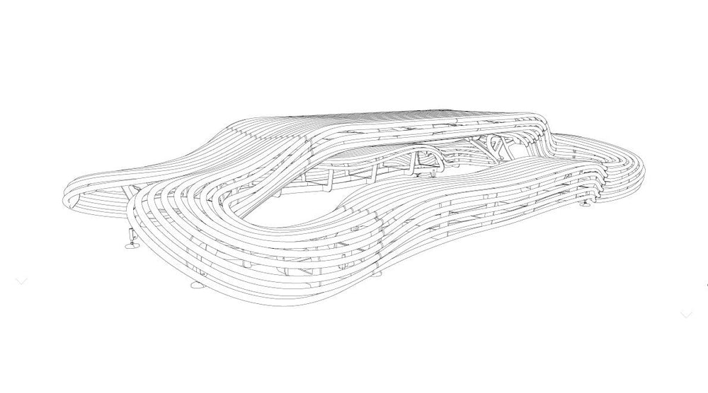 Waved Benchmark Formed From Rounded Stainless Steel Bars and Tubes | Model COLL1698-Taimco