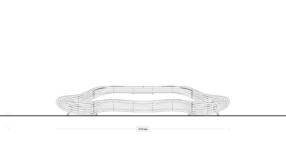 Waved Benchmark Formed From Rounded Stainless Steel Bars and Tubes | Model COLL1698-Taimco