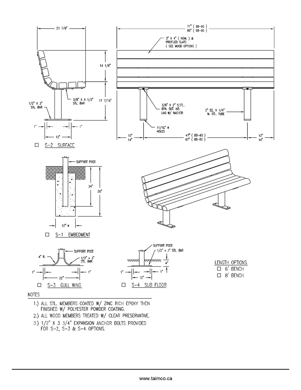 Wood Bench With Steel Tube Legs and Feet | Model MB207-Taimco