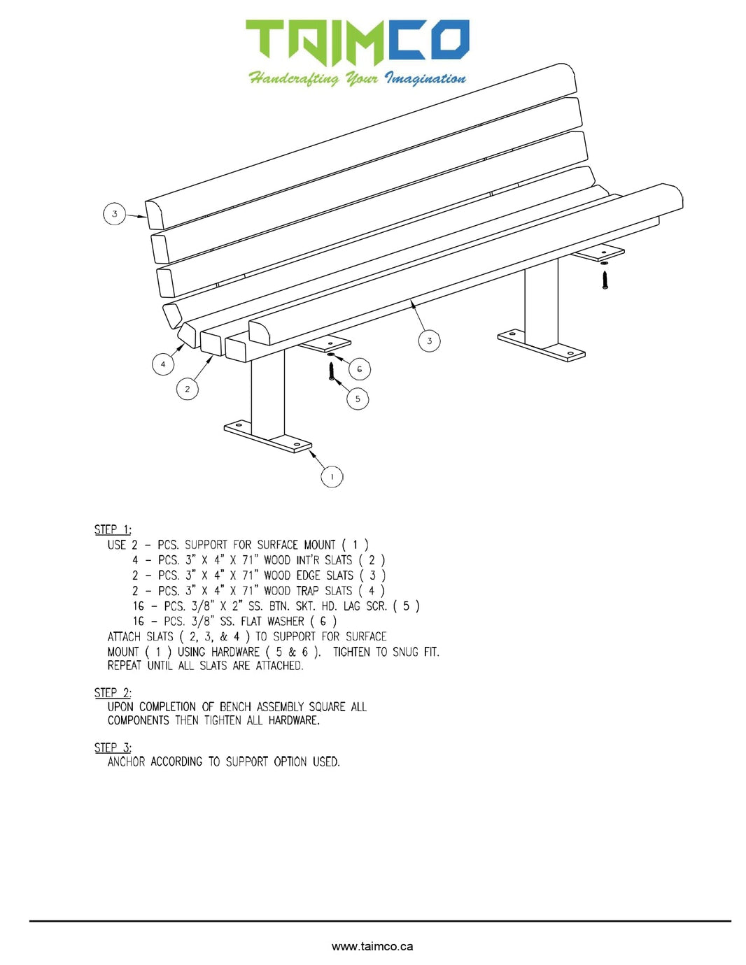 Wood Bench With Steel Tube Legs and Feet | Model MB212-Taimco
