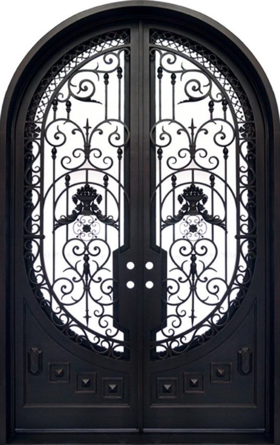 Wrought Iron Double Swing Front Door | Arched Top | Model # IWD 899-Taimco