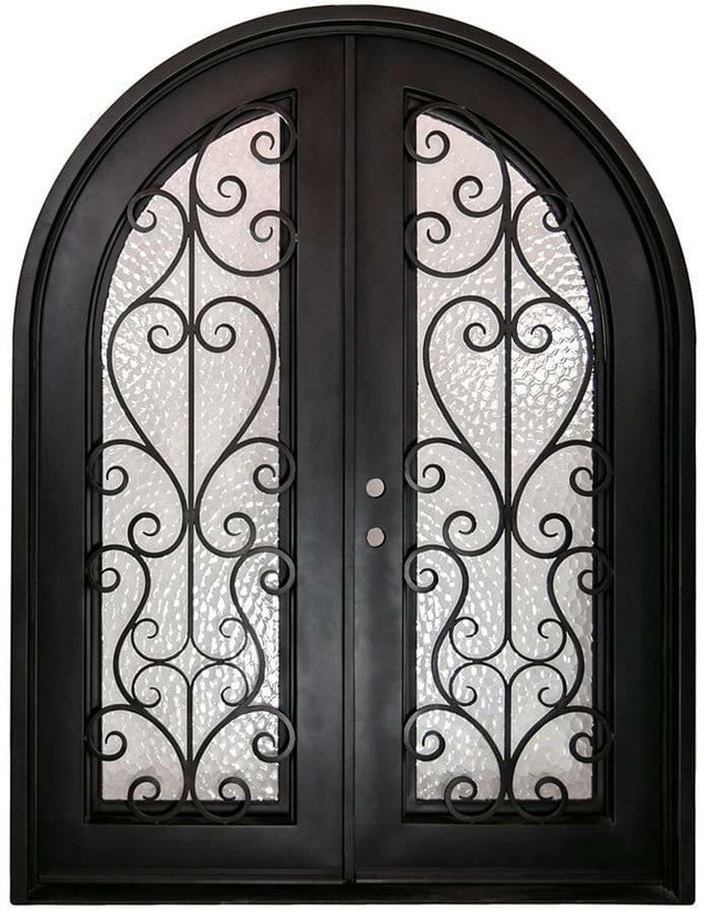 Wrought Iron Double Swing Front Door | Arched Top | Model # IWD 939-Taimco