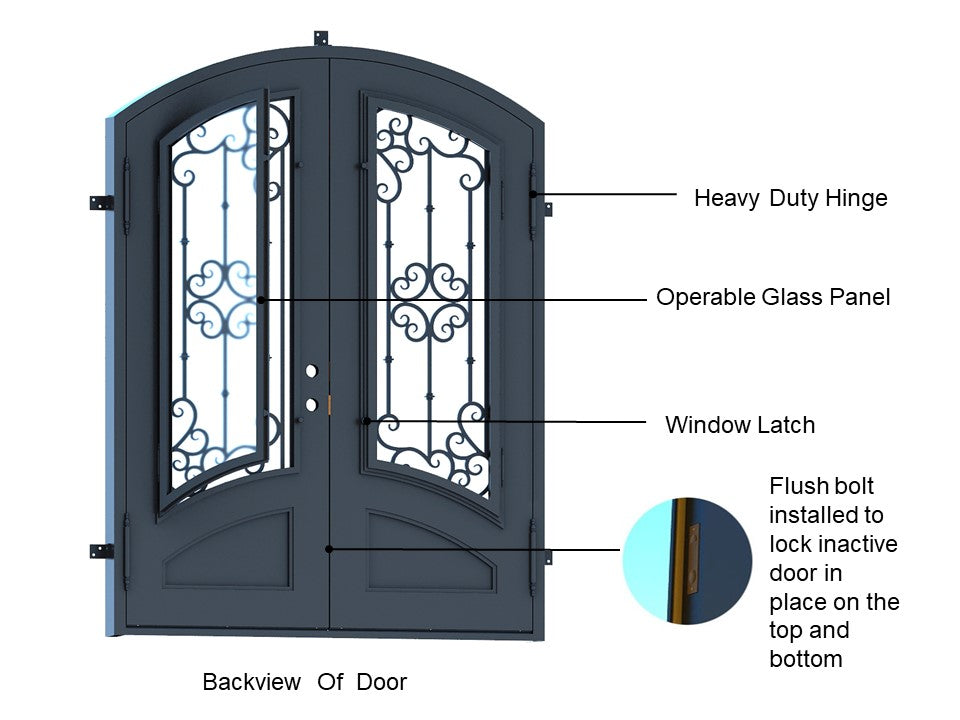 Wrought Iron Vatican Style Door | Square Top With kickplate | Model # IWD 1064-Taimco
