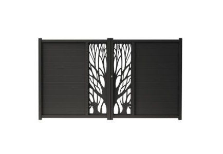 Tree Line Fusion – Plasma-Cut Steel Driveway Gate– Model # DWG139