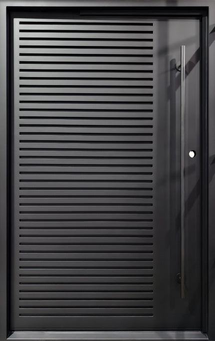 Slatted Solid Steel Door Horizontal Panel Pivot design Door  Square Top  Model # IWD 1089