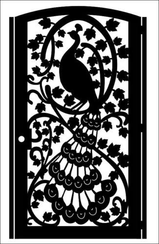 Beautiful Laser Cut Peacock Design Metal Garden Gate | Modern Fabrication Metal Pool Gate | Made in Canada– Model # 216