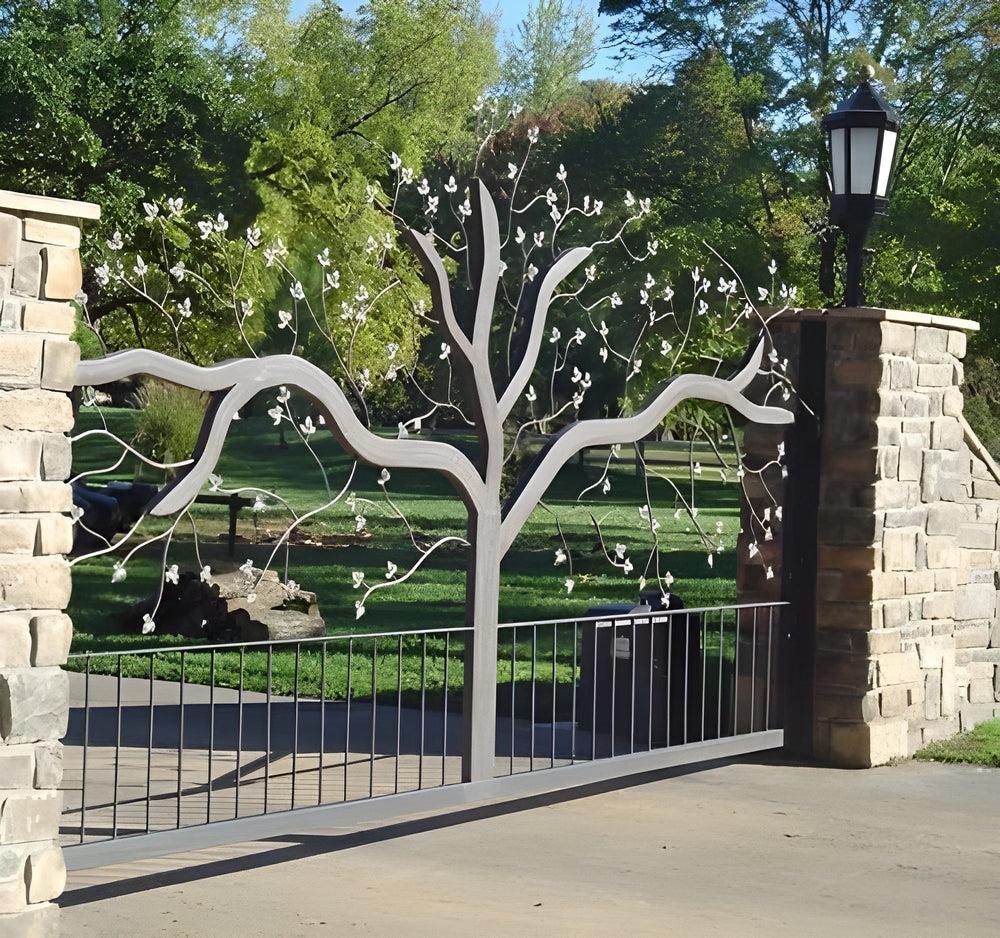 3D Laser Cut Tree Design Entrance Gate | Branch Cut-Out Driveway Gate | Made in Canada – Model # 085-Taimco