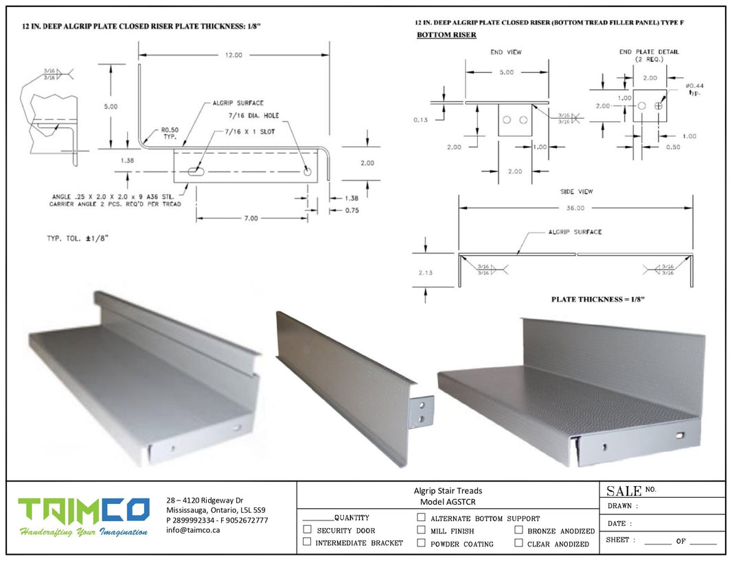 Al-Grip Stair Treads with Closed Riser Model AGSTCR