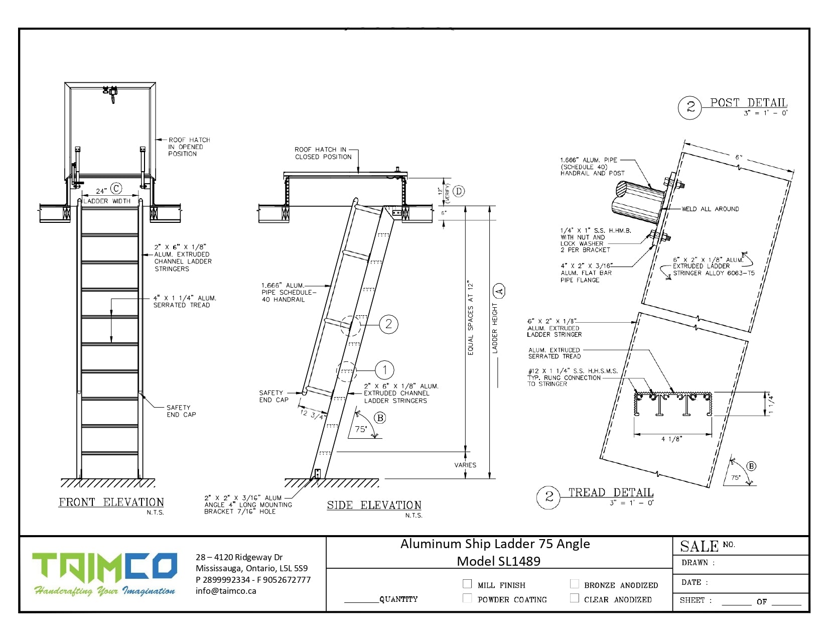 Ship Aluminum Ladders With With Access To Roof Hatch SL1489 Taimco Ship Aluminum Ladders With With Access To Roof Hatch SL1489 Taimco
