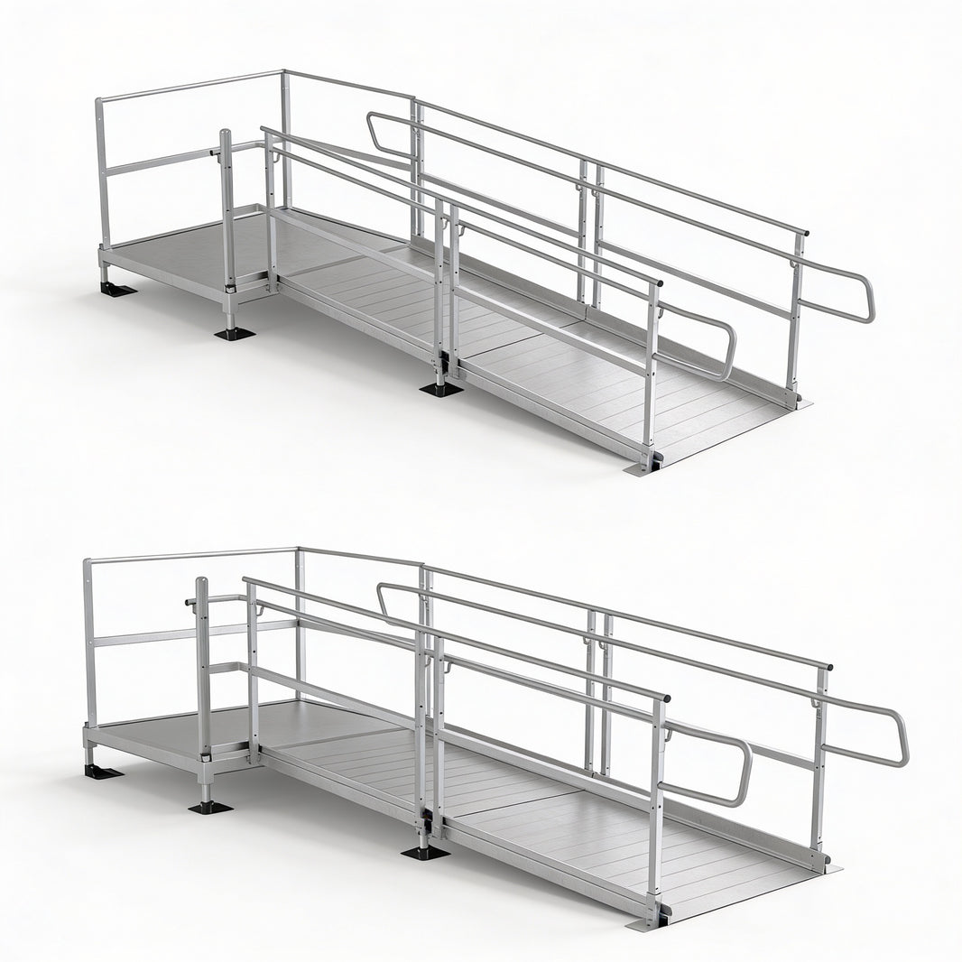 Aluminum Pathway Ramp with Hand Rail  Model ALRWHR
