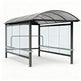 Tempered glass side panel on TAIMCO shopping cart shelter providing visibility and weather protection.