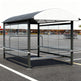 Black steel frame and precision‑welded joints on TAIMCO shopping cart shelter.
