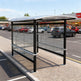 Close‑up of curved translucent roof panel on TAIMCO shopping cart shelter showing weather‑resistant construction.