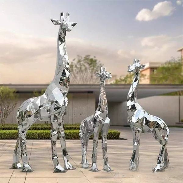 Large Geometric Metal Giraffe Sculpture Square Decor Model # MSC1259