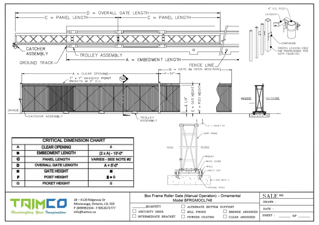 Box Frame Roller Gate (Manual Operation) - Ornamental  Model BFRGMOCL748