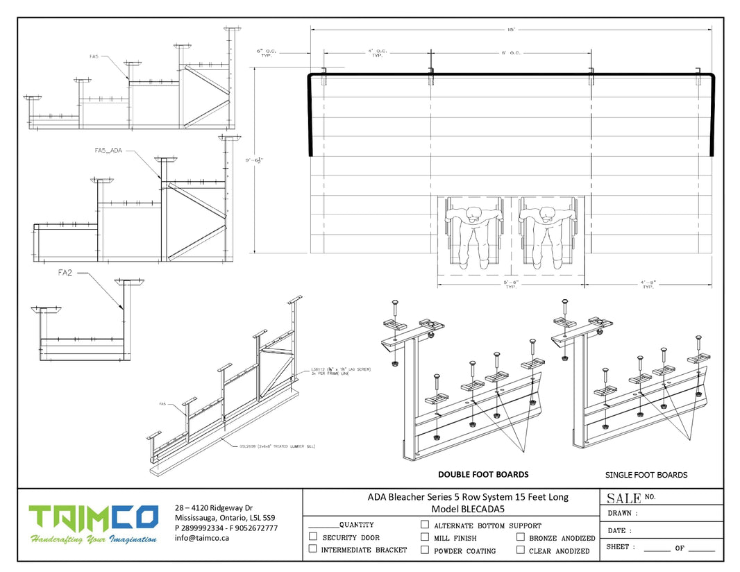 ADA Bleacher Series 5 Row System - Model BLECADA5